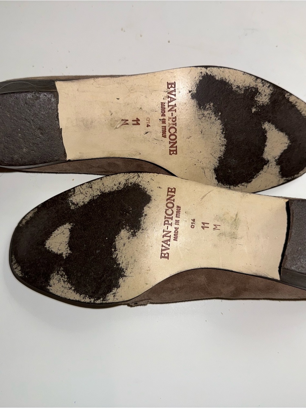 Evan Picone Taupe Suede Loafers with Gold Horsebit - Made in Italy - Picture 3 of 4